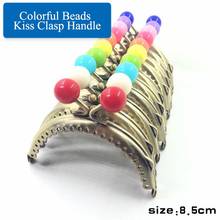10pcs Deepeel 8.5cm Brass Semicircle Colorful Beads Kiss Clasp Handle Metal Purse Frame Diy Handmade Handbag Sewing Accessory 2024 - buy cheap