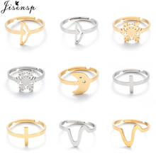 Anéis de dedo feminino simples, anéis geométricos, cauda de peixe, cruz da estrela, lua, anel aberto para mulheres, meninas, jóias de natal 2024 - compre barato