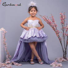 Lilac Hi Low Flower Girl Dress Puffy Princess Dresses For Girls Cute Little Girl Party Dress Embroidery First Communion Gown 2024 - buy cheap