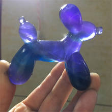 Natural crystal hand-carved poodle fluorite obsidian balloon dog folk crafts 2024 - buy cheap