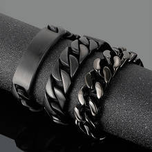 17/20mm pesado punk preto fosco stainelss aço enorme cubano curb link corrente pulseira jóias presentes do feriado dos homens para o pai 2024 - compre barato