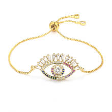 Pulseras de arcoíris con ojo de diablo para mujer, joyería de oro, cz, pulsera de circonita colorida, brazalete de cadena ajustable para mujer 2024 - compra barato