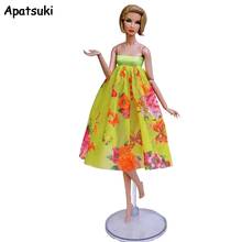 Fashion Doll Clothes For Barbie Doll Dress Outfits Party Gown Yellow Top & Floral Midi Skirt 1/6 Dolls Accessories Kids Toy 2024 - buy cheap