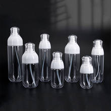 Frasco spray portátil para viagem, frasco pequeno de loção transparente pet redondo com 30-200ml, recarregável de perfume 2024 - compre barato