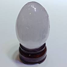 Dhxyzb-piedra de selenita Natural con forma de huevo, piedra de yeso, roca de cuarzo, cristal Mineral para decoración del hogar, regalo, base de madera, chakra curativo, 5-6cm 2024 - compra barato