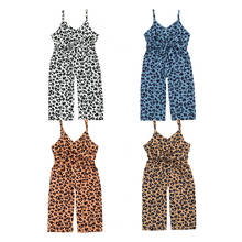 1-6Y Kids Baby Girls Clothes Leopard Print Overalls Casual Pants Sleeveless V Neck Belt Summer Romper Jumpsuits 4 Colors 2024 - buy cheap