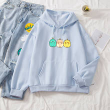 Kawaii hoodie feminino bege azul solto casual estilo coreano bonito moletom com capuz para meninas estético harajuku pulôver hoodies 2024 - compre barato