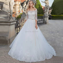 Lace Wedding Dresses with Jacket A Line Lace Appliques Vestidos de Novia Elegant White/Ivory Bridal Gown Court Train Bride Dress 2024 - buy cheap