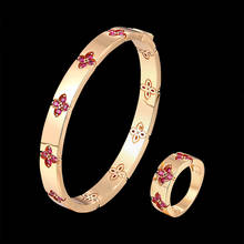 Fateama-brazalete y anillo de marca Simple para mujer, conjunto de joyería hecho en diferentes colores con forma de flor de circón, accesorios clásicos para regalo 2024 - compra barato