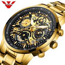 NIBOSI-Reloj de pulsera de acero inoxidable para hombre, accesorio Masculino de pulsera de cuarzo, complemento deportivo de marca de lujo, color dorado, 2021 2024 - compra barato