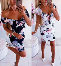 Mulheres bandagem bodycon casual manga curta festa à noite clube boho floral mini vestido de verão eua 2024 - compre barato