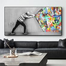 Graffiti Art Wall Pictures Banksy Behind The Curtain Street Art Canvas Paintings On The Wall art Posters And Prints Home Quadros 2024 - buy cheap