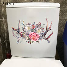 ZTTZDY 27,9 см × 18,1 см милый в виде оленьих рогов и цветы украшения ванной комнаты туалета дома Настенная аксессуары для ванной комнаты T2-0795 2024 - купить недорого