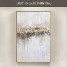 Excellent Painter Hand-painted High Quality Modern Abstract Gold Foil Oil Painting on Canvas Abstract Gold Foil Grey Painting 2024 - buy cheap