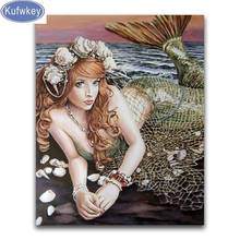 5D DIY Diamond painting cartoon sea Mermaid Full Round Diamond mosaic Full drill Square Diamond embroidery Cross stitch woman 2024 - buy cheap