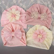 Sombrero de flores para niñas, gorros de turbante elásticos para bebés recién nacidos, gorro para bebé de algodón, 1 pieza 2024 - compra barato