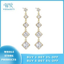 WEGARSTI Gold Color Glitter Drop Earrings 925 Sterling Silver Earrings For Women Anniversary Wedding Gift Fine Jewelry 2024 - buy cheap