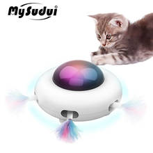 Juguete eléctrico inteligente para gatos, juguete giratorio automático, rompecabezas interactivo, con pluma, Led y Usb 2024 - compra barato