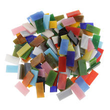 Azulejos de vidro retangular colorido, azulejos de mosaico para artesanato, 150 peças, 10x20mm 2024 - compre barato