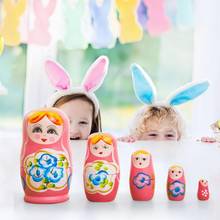 Conjunto de bonecas matryoshka de madeira, novidade, decoração pintada à mão, bonecas de nidificação russa, boneca adorável de brinquedo para meninas 2024 - compre barato