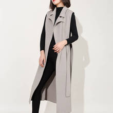 Cashmere Belt Vest Women New Fashion Elegant Wool Waistcoat Female Double Side Sleeveless Overcoat Abrigos LX1939 2024 - buy cheap