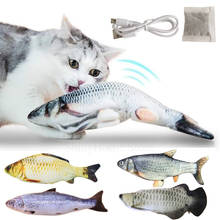 Peixe elétrico de pelúcia macia para animais de estimação, brinquedo interativo de brinquedo para gato, peixe de pelúcia macia com simulação 3d 2024 - compre barato