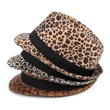 Vintage Leopard Print  Jazz Hat Men Women Spring Autumn 2020 Fashion Unisex Trilby Cap Short Brim Felt Fedora Hats With Belt 2024 - buy cheap