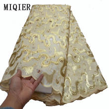 Miqier tecido de renda de tule africano, tecido de alta qualidade em organza com lantejoulas e tecido bordado com lantejoulas 2024 - compre barato
