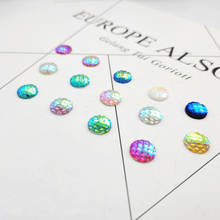 Escamas de pescado redondas y coloridas AB, piedras y cristales de resina, adorno de diamantes de imitación, botón para disfraz, 10mm 2024 - compra barato