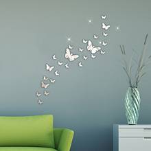 30 pçs borboleta combinação 3d tridimensional espelho adesivo de parede decoração para casa adesivos de prata acrílico adesivos 3 tamanhos 2024 - compre barato