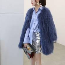2021 Women Autumn Winter Faux Racoon Fur Coats Female Slim Long Sleeve Mid-long Plush Jackets Lady Casual Elegant Outerwear E121 2024 - buy cheap