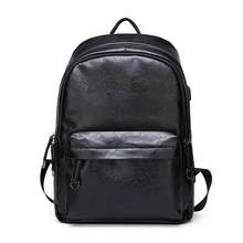 2020 moda faculdade estudante escola bagpack couro do plutônio masculino dos homens mochila portátil mochilas usb carregando sacos impermeáveis ZX-075. 2024 - compre barato