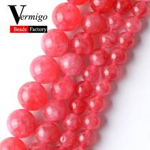 Cuentas redondas de Jades de rayas rojas de piedra Mineral Natural para fabricación de joyas, cuentas de costura, pulseras Diy de 6, 8 y 10mm, tamaño de selección de 15" 2024 - compra barato