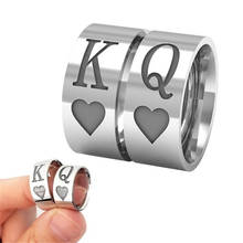 Титановая сталь круглый классический крутой унисекс ювелирные изделия массивные черные эмалированные пики покер Q K кольцо мужчины женщины серебряный цвет 2024 - купить недорого