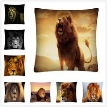 Wild male lion snap shot Soft Short Plush Cushion Cover Pillow Case for Home Sofa Car Decor Pillowcase 45X45cm 2024 - buy cheap
