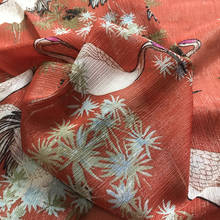 Один метр высокое качество новая шифоновая ткань с красным краном tissu модная классическая рубашка из ткани 2024 - купить недорого