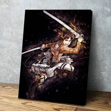 Cuadro en lienzo impreso de Attack on Titan, imagen de Anime Mikasa, arte de pared, póster, marco de decoración moderna para el hogar y sala de estar 2024 - compra barato