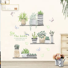 Adesivo de parede diy para vaso de plantas, decoração removível, mural de parede para sala de estar, berçário, quarto, fundo, sofá, arte em vinil 2024 - compre barato