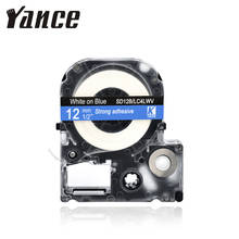 Yance 12mm fita de fabricante de etiquetas, adesivo forte, branco em azul, sd12b para kingjim/epson, impressora de etiquetas leve 2024 - compre barato
