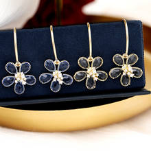 Crystal Flower Earrings for Women Girls Temperament Exaggerated Big Earrings Female Jewelry Accessories 2024 - buy cheap