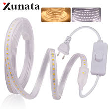 LED Strip 220V 240V EU + Switch Waterproof 120LEDs/m Outdoor Engineering Lamp White/Warm White Flexible 2835 LED Light 2024 - buy cheap