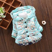 Toddler Baby Girl Boy Floral Print Winter Warm Jacket Hooded Windproof Coat baby girl winter clothes cotton baby boy clothing 2024 - buy cheap