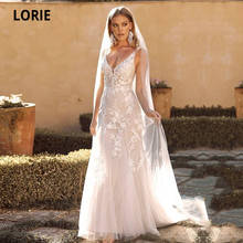 LORIE Elegant Wedding Dresses Boho V-Neck Appliques Lace Open Back Formal Wedding Gowns Bridal Dress vestido de novia 2024 - buy cheap