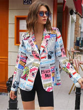 Women Fashion Printed Blazers Notched Coat Jacket Lady Spring Fall Casual High Street Long Sleeve Suits Top Outwear Streetwear 2024 - buy cheap