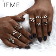 IF ME Fashion New Metal 12 Constellation Zodiac Sign Finger Rings Set For Women Men Vintage Boho Silver Knuckle Ring Jewelry 2024 - buy cheap