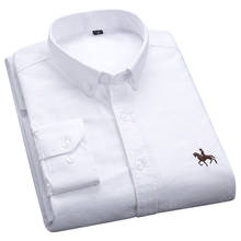Aoliwen camisa de manga comprida masculina, camisa oxford branca de cor sólida, 100% algodão, nova, primavera, outono, roupa casual para negócios, camisas resistentes 2024 - compre barato