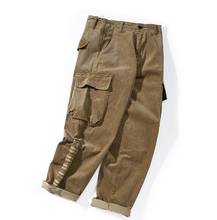 Corduroy Baggy Cargo Pants Overalls Men's Hip Hop Loose Straight Trousers multi-pocket Street Wide Feet Mens Men Male Bottoms 2024 - buy cheap