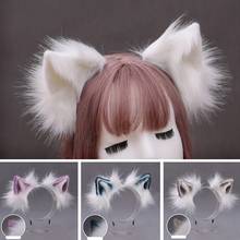 Women Furry Bendable Cat Ears Headband Cute Flurry Plush Simulation Animal Cosplay Hair Hoop Japanese Kawaii Lolita Festival Hea 2024 - buy cheap