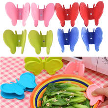 2Pcs/set  Butterfly Shaped Silicone Anti-scald Devices Fridge Magnet Kitchen Tool Insulation Plate Clamp 2024 - купить недорого