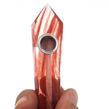 Red smelt Crystal Stone Aura Angel Quartz Wand Smoking Pipe Tobacco Pipe With Metal Filter wholesale price healing 2024 - buy cheap